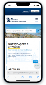 Website do Portal das Finanças