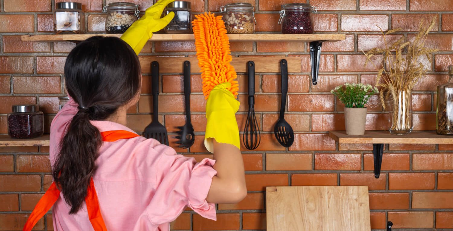 Senhora a fazer trabalho doméstico