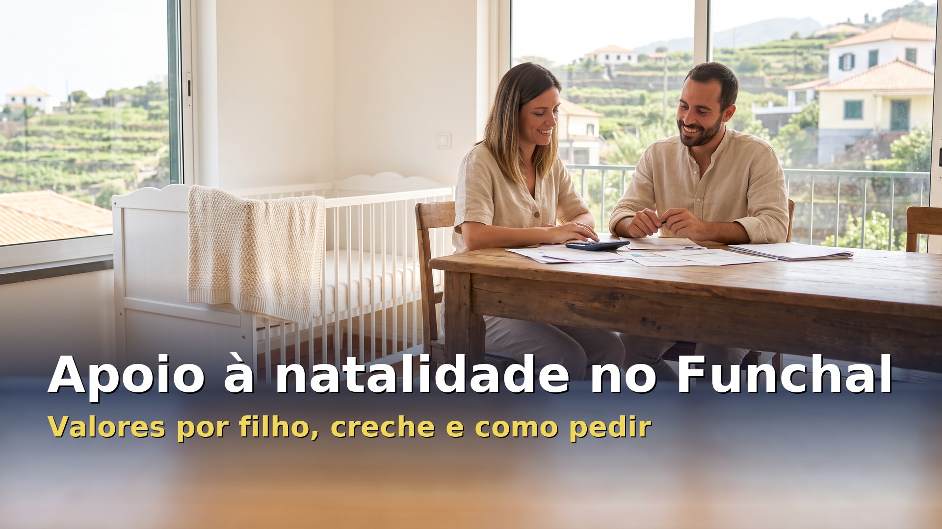 Apoio à natalidade no Funchal: casal a preparar os papéis do pedido junto ao berço