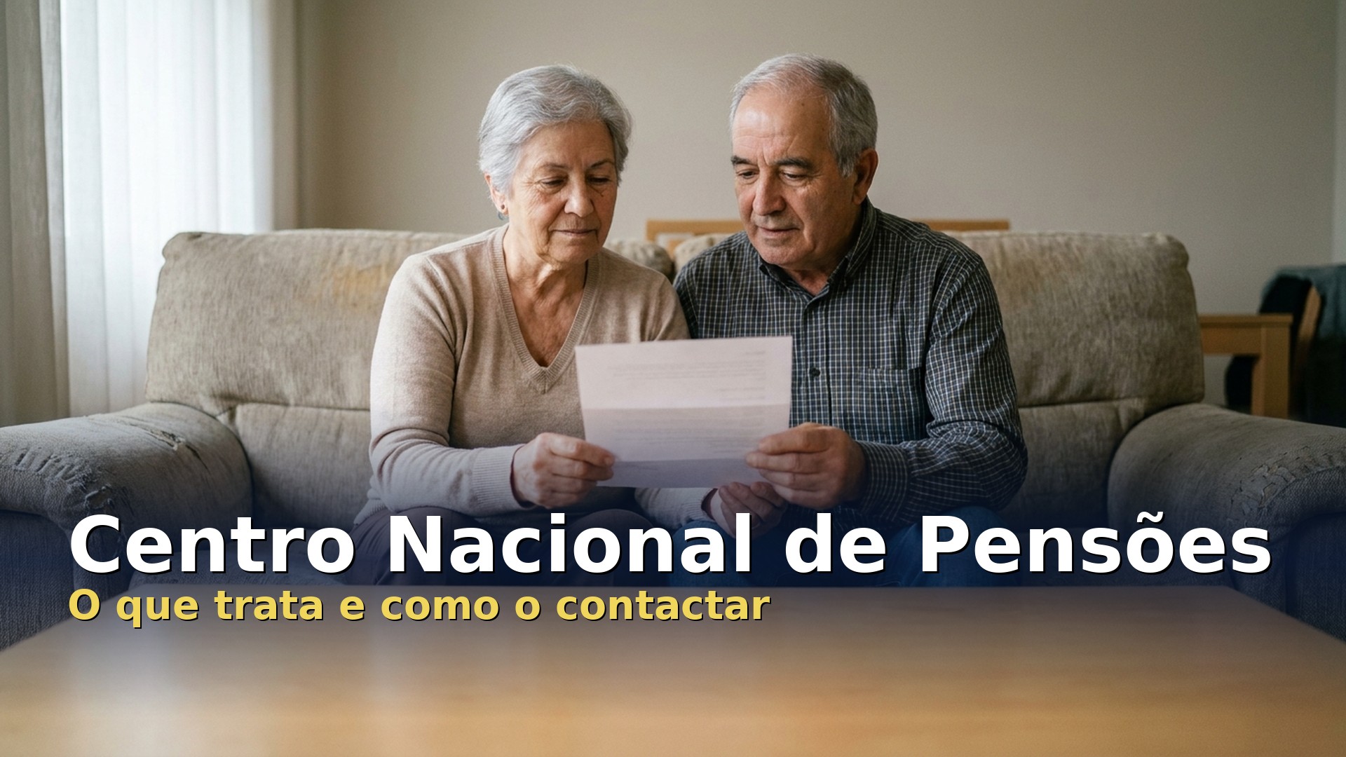 Centro Nacional de Pensões: casal de reformados a ler uma carta sobre a pensão em casa