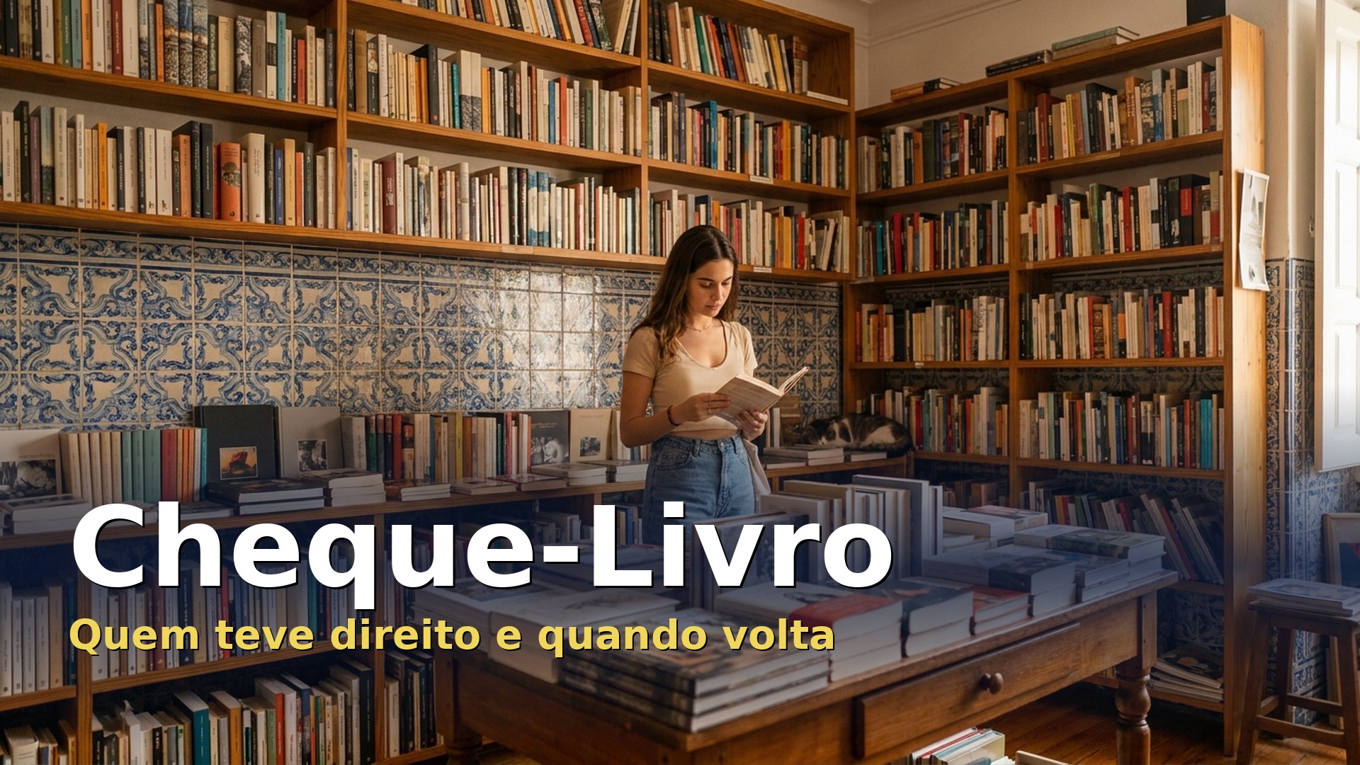 Cheque-Livro: jovem a escolher livros numa livraria em Portugal