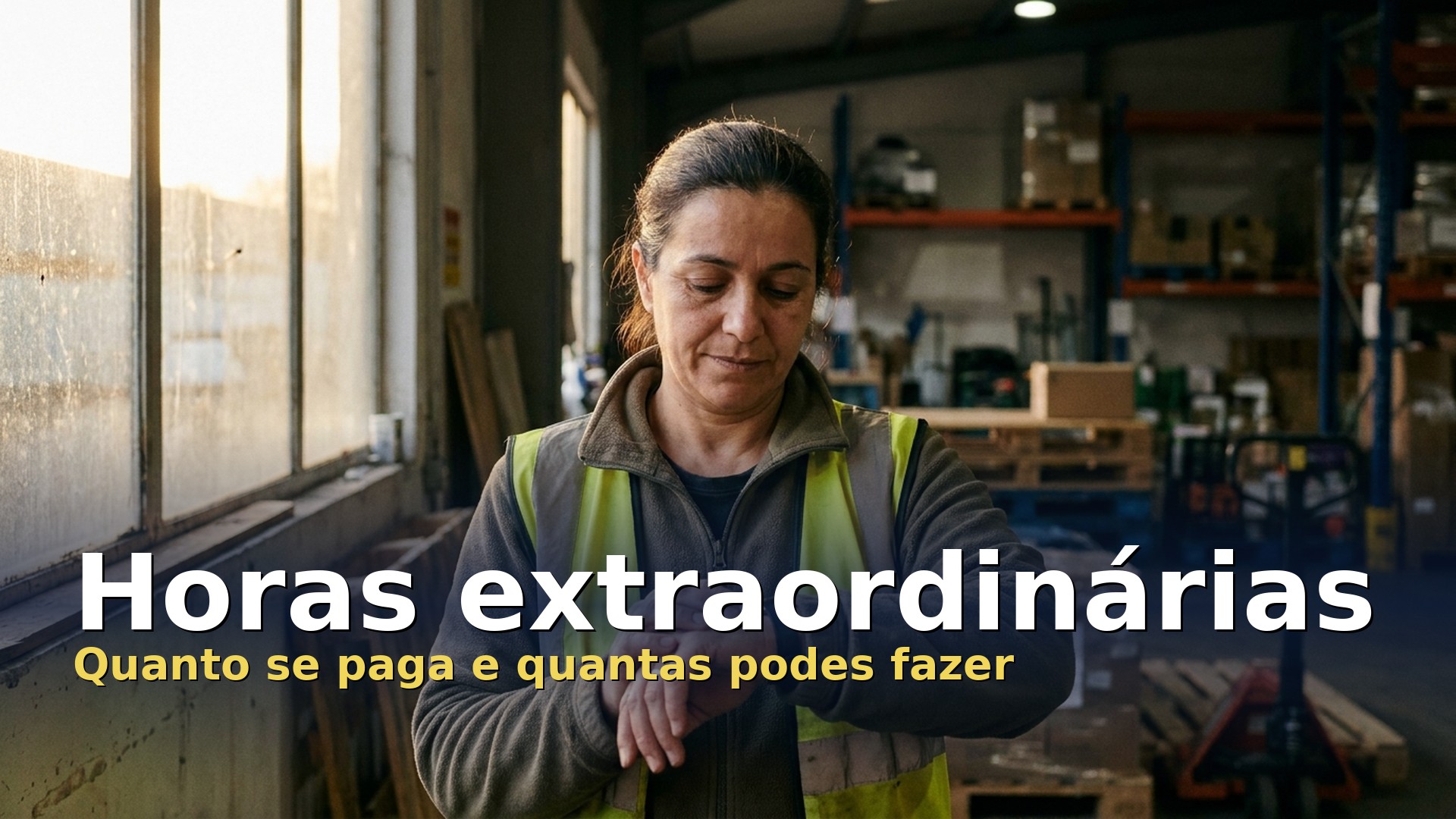 Horas extraordinárias: trabalhadora a olhar para o relógio no fim do dia de trabalho