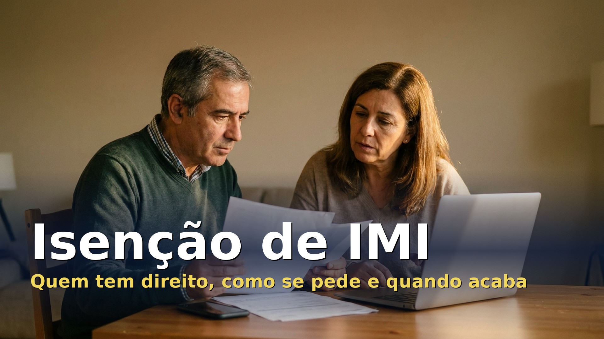 Isenção de IMI: casal a rever documentos e contas da casa em Portugal