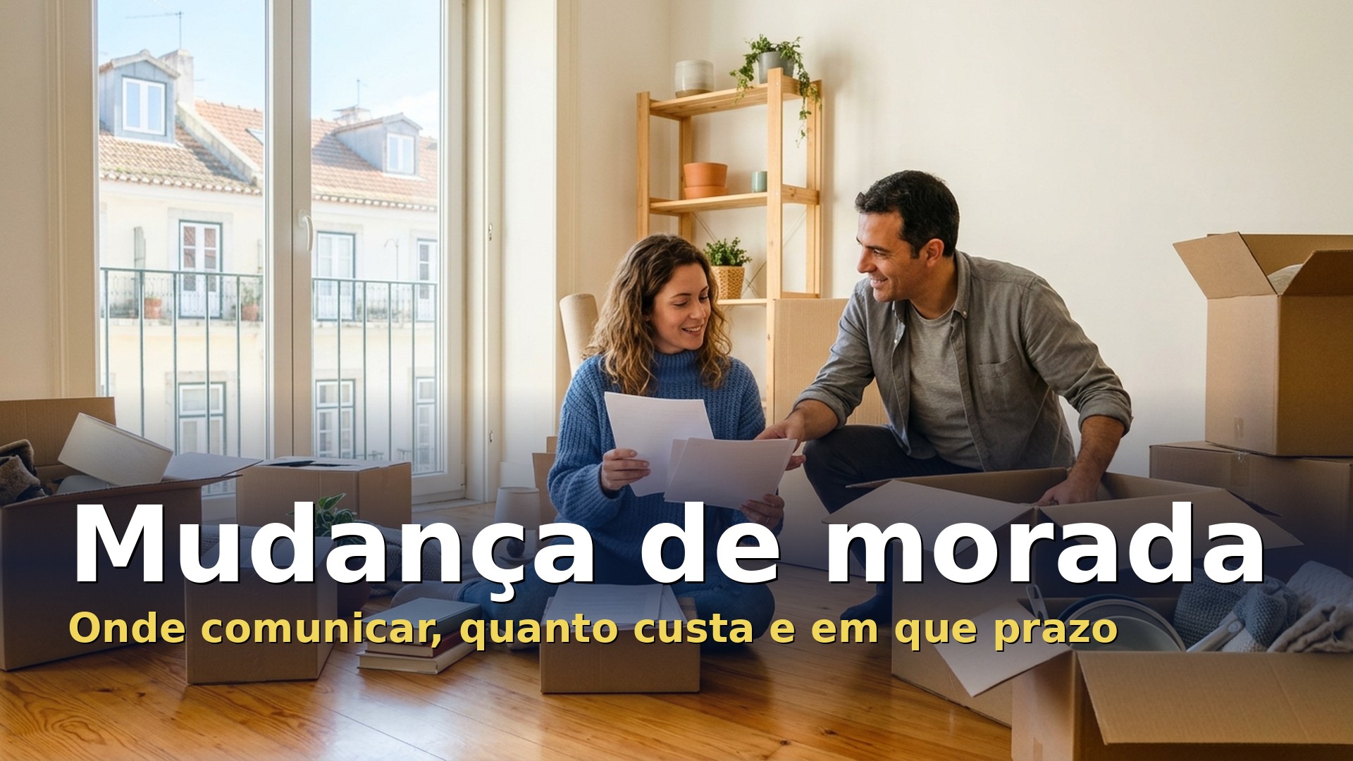 Alterar morada: casal a tratar dos documentos na casa nova