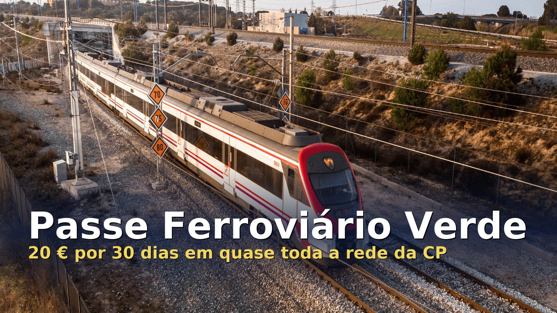 Comboio do Passe Ferroviário Verde da CP, que custa 20 € por 30 dias
