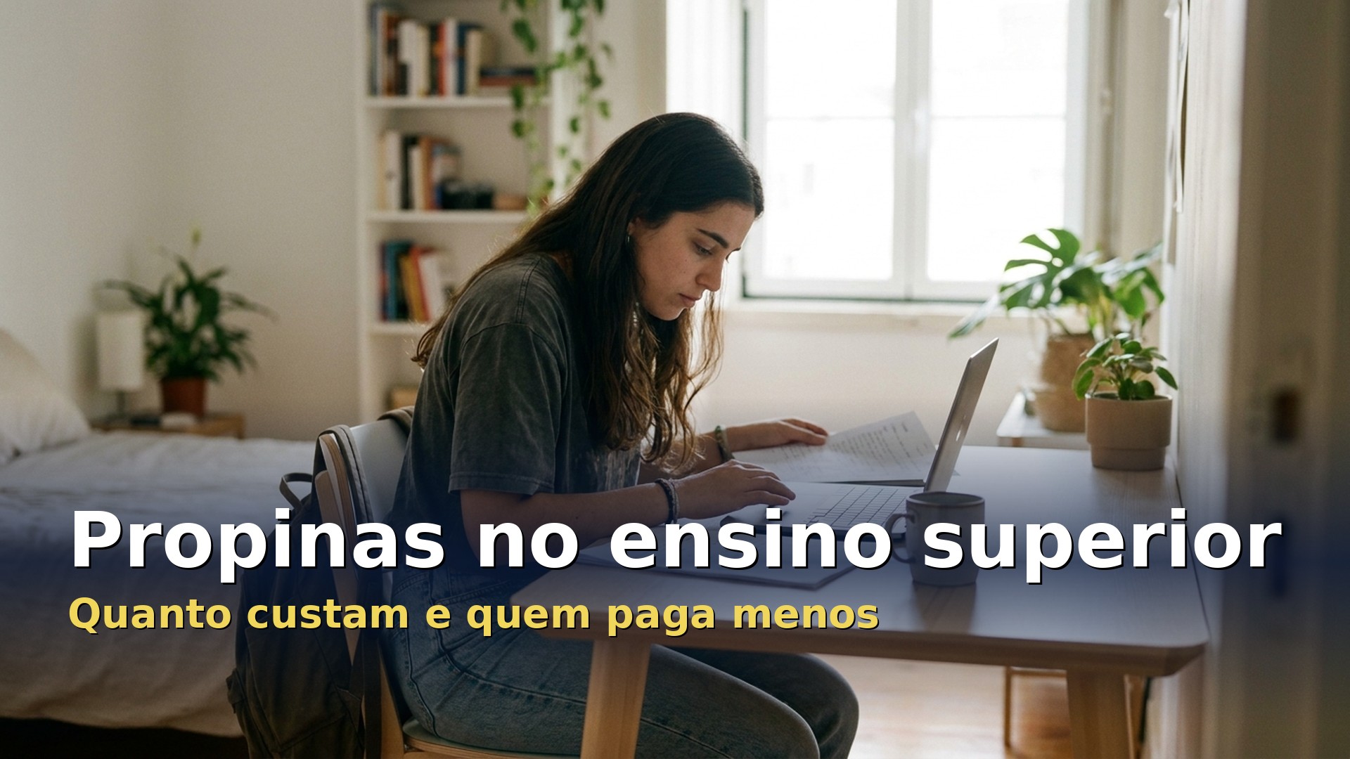 Propinas do ensino superior: estudante a consultar documentos e a fazer contas ao custo do ano letivo