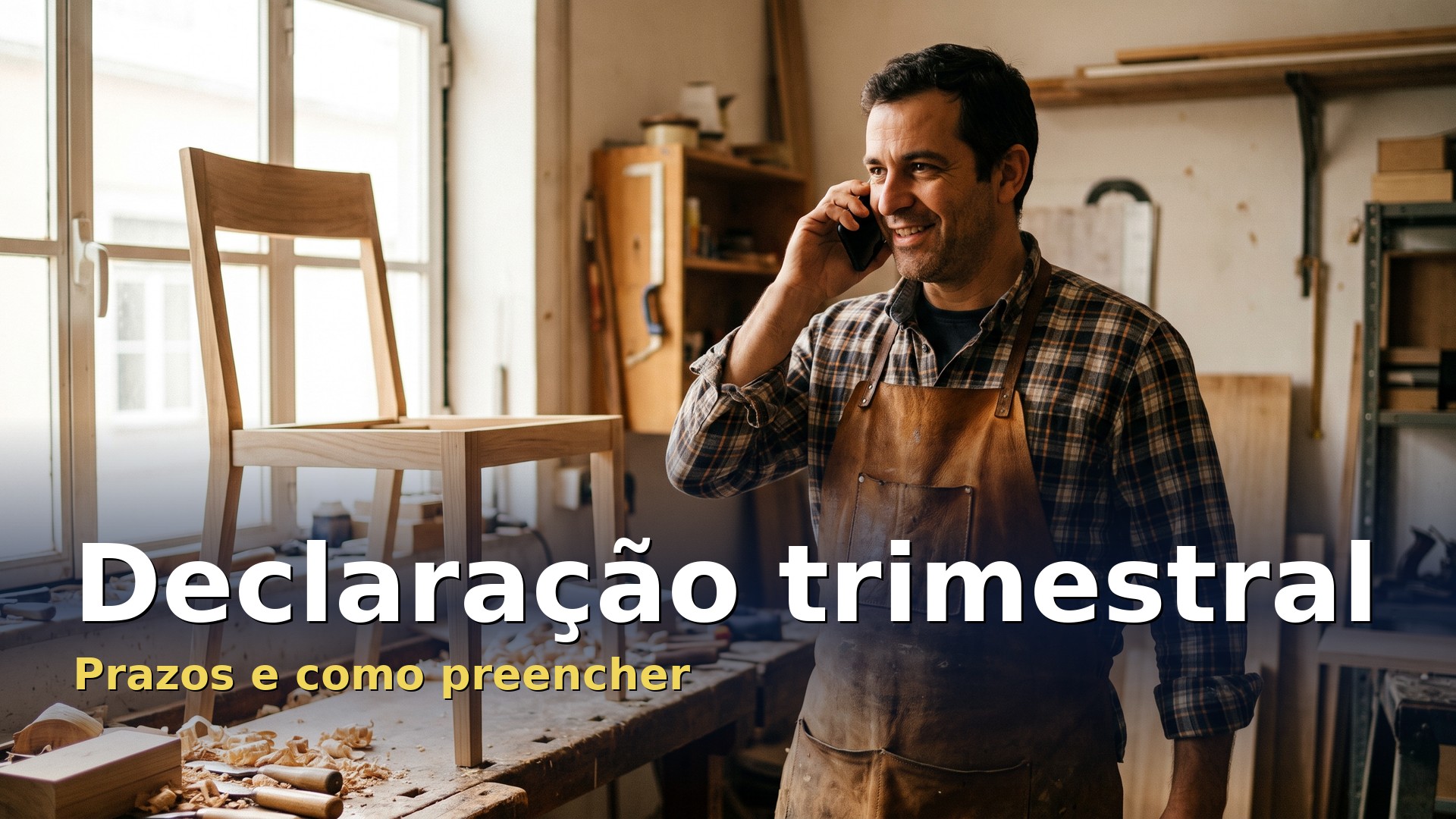 Declaração trimestral da Segurança Social: trabalhador independente na sua oficina de carpintaria
