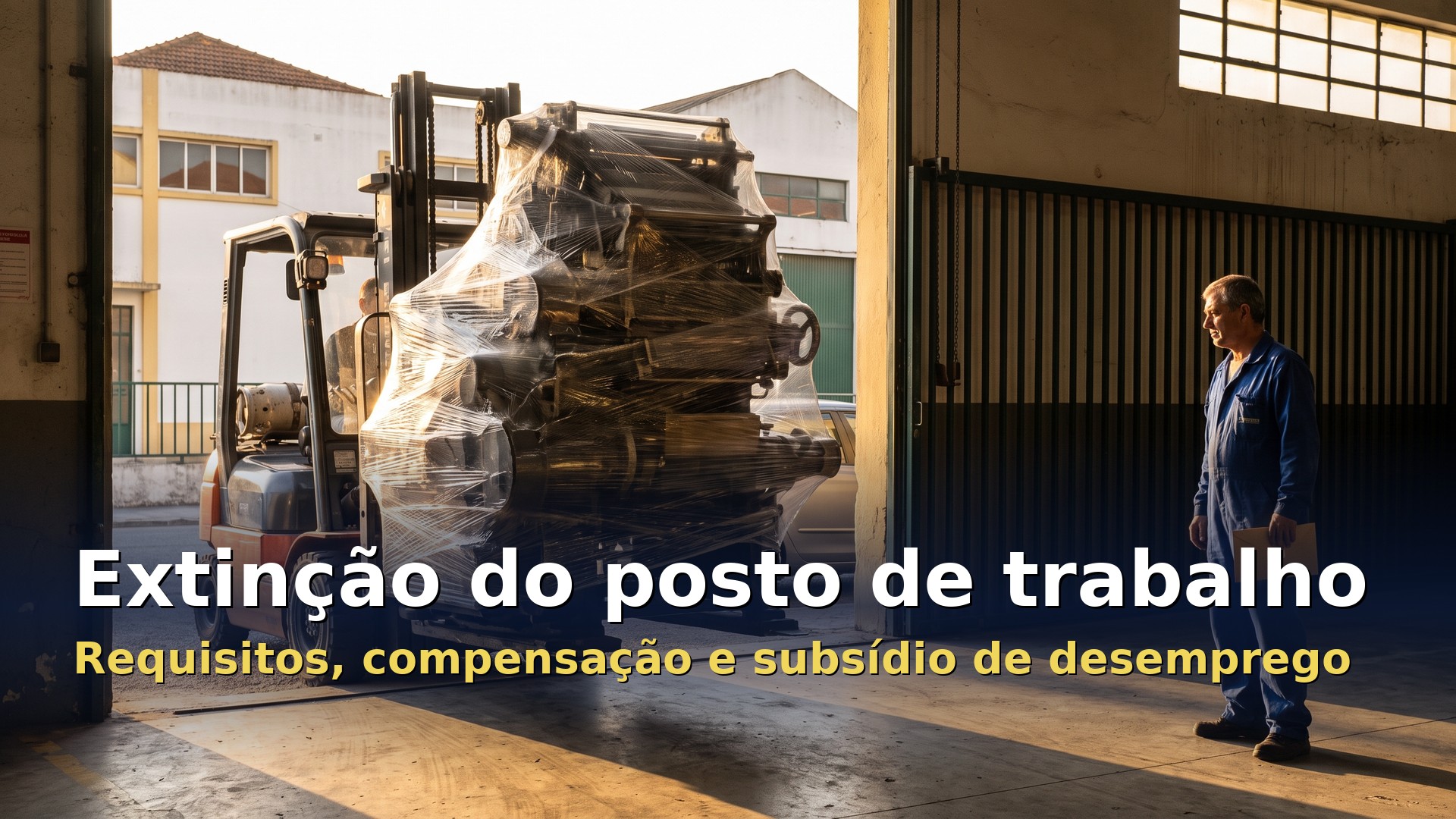 Extinção do posto de trabalho: operário com um envelope vê sair a máquina de impressão do seu posto numa gráfica
