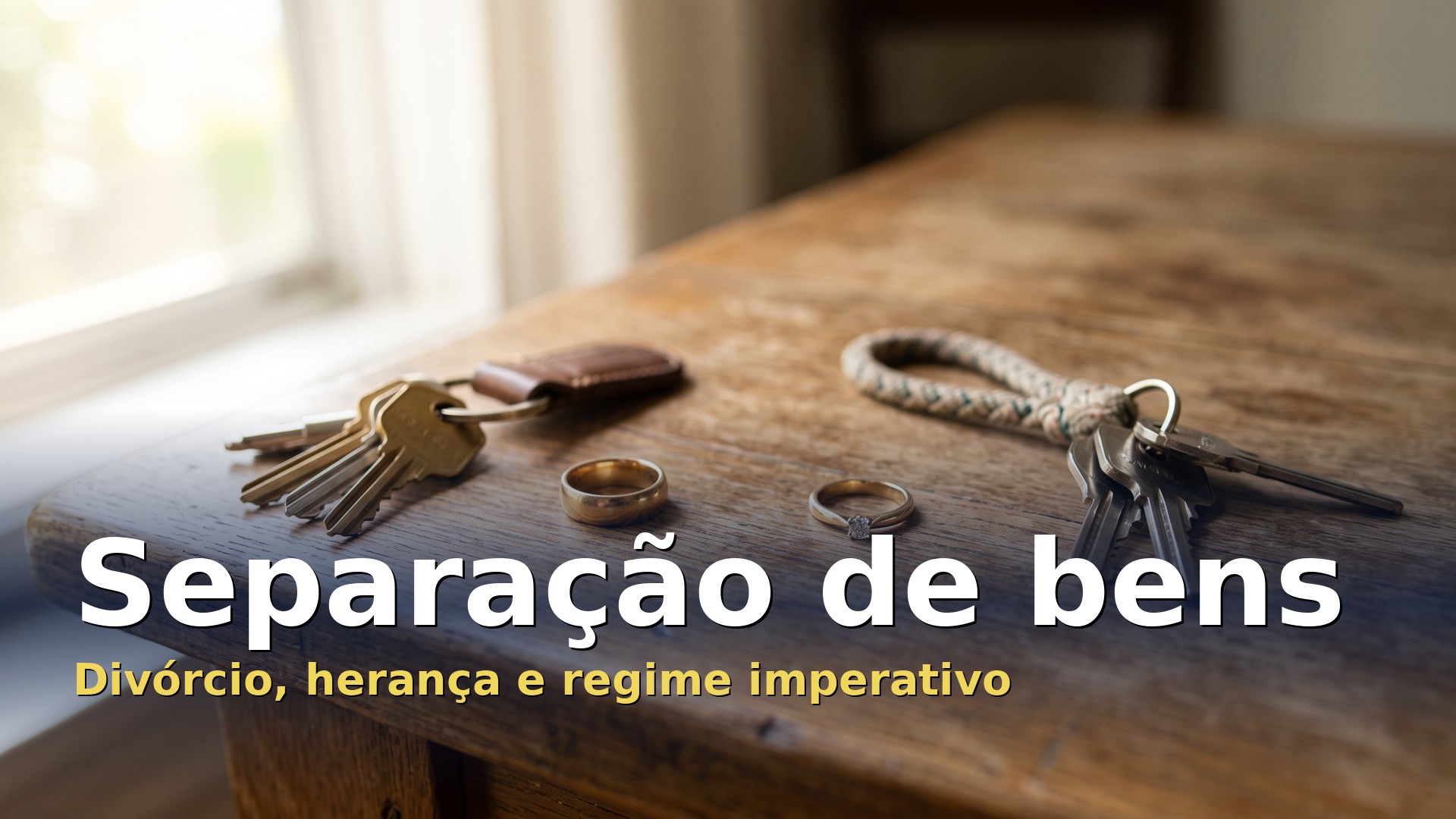 Duas alianças separadas, cada uma com as suas chaves, símbolo do regime de separação de bens