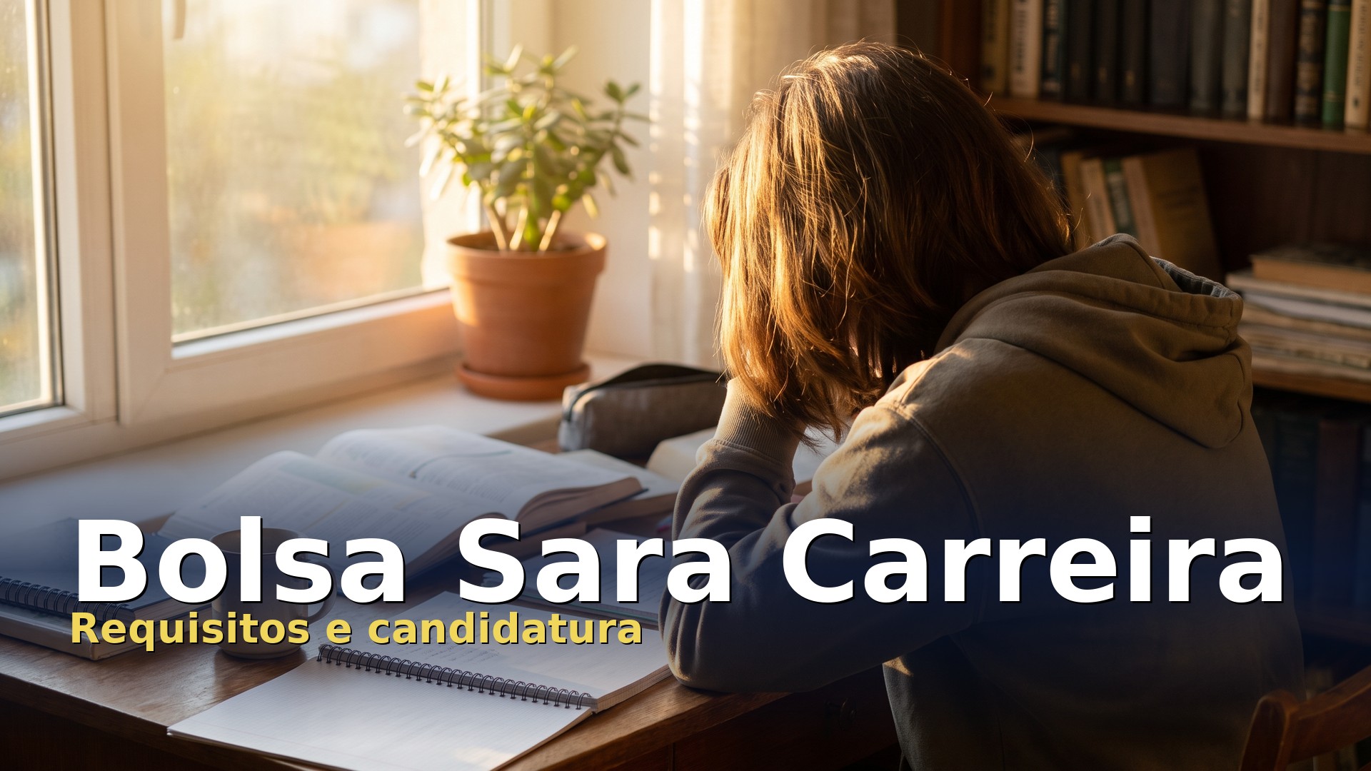 Estudante a estudar em casa, candidata à Bolsa de Estudo Sara Carreira