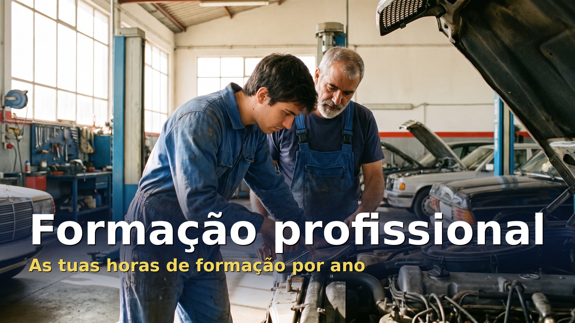 Formação profissional: mecânico numa ação de formação na oficina