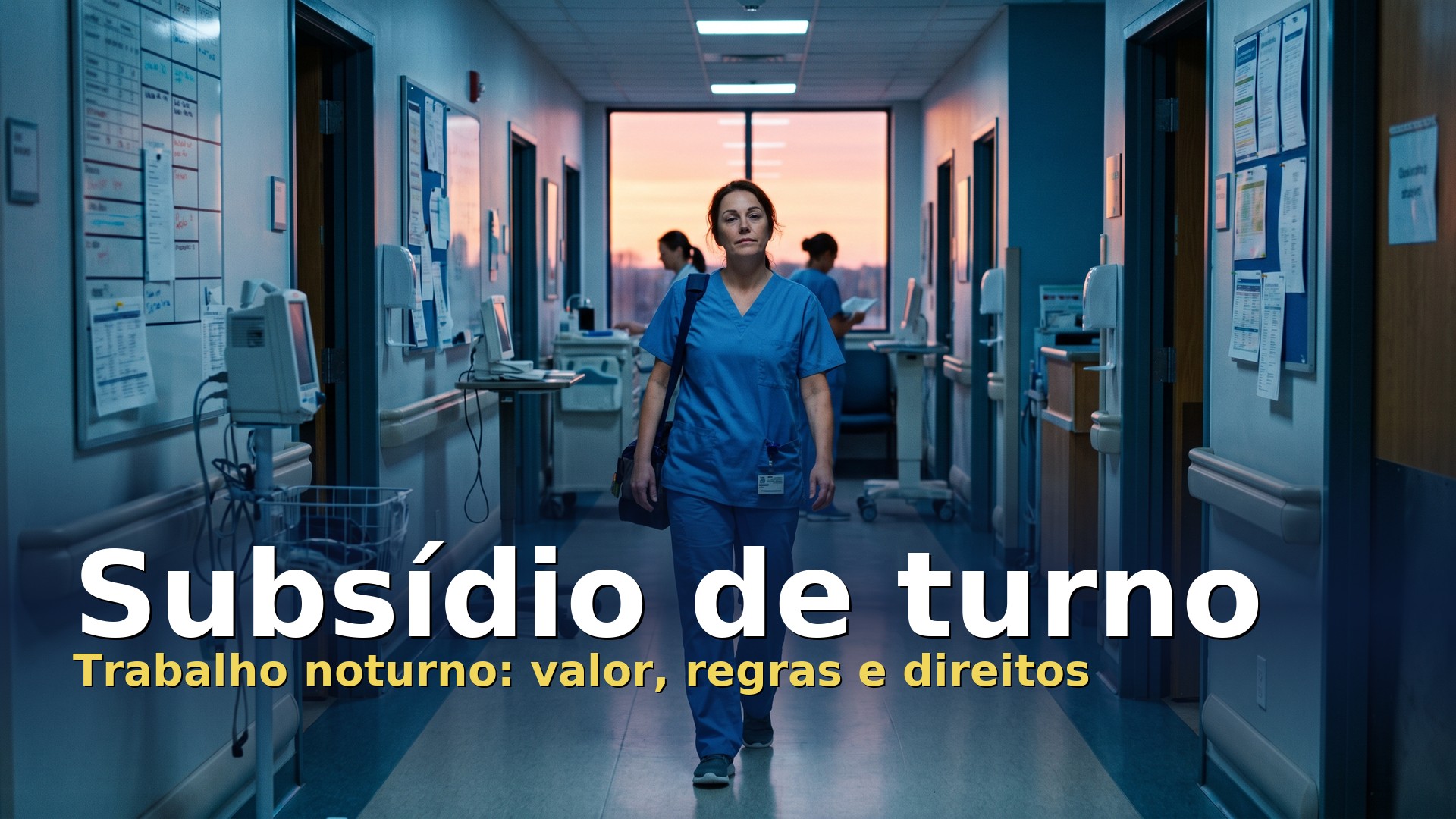 Subsídio de turno: enfermeira a terminar o turno da noite num corredor de hospital