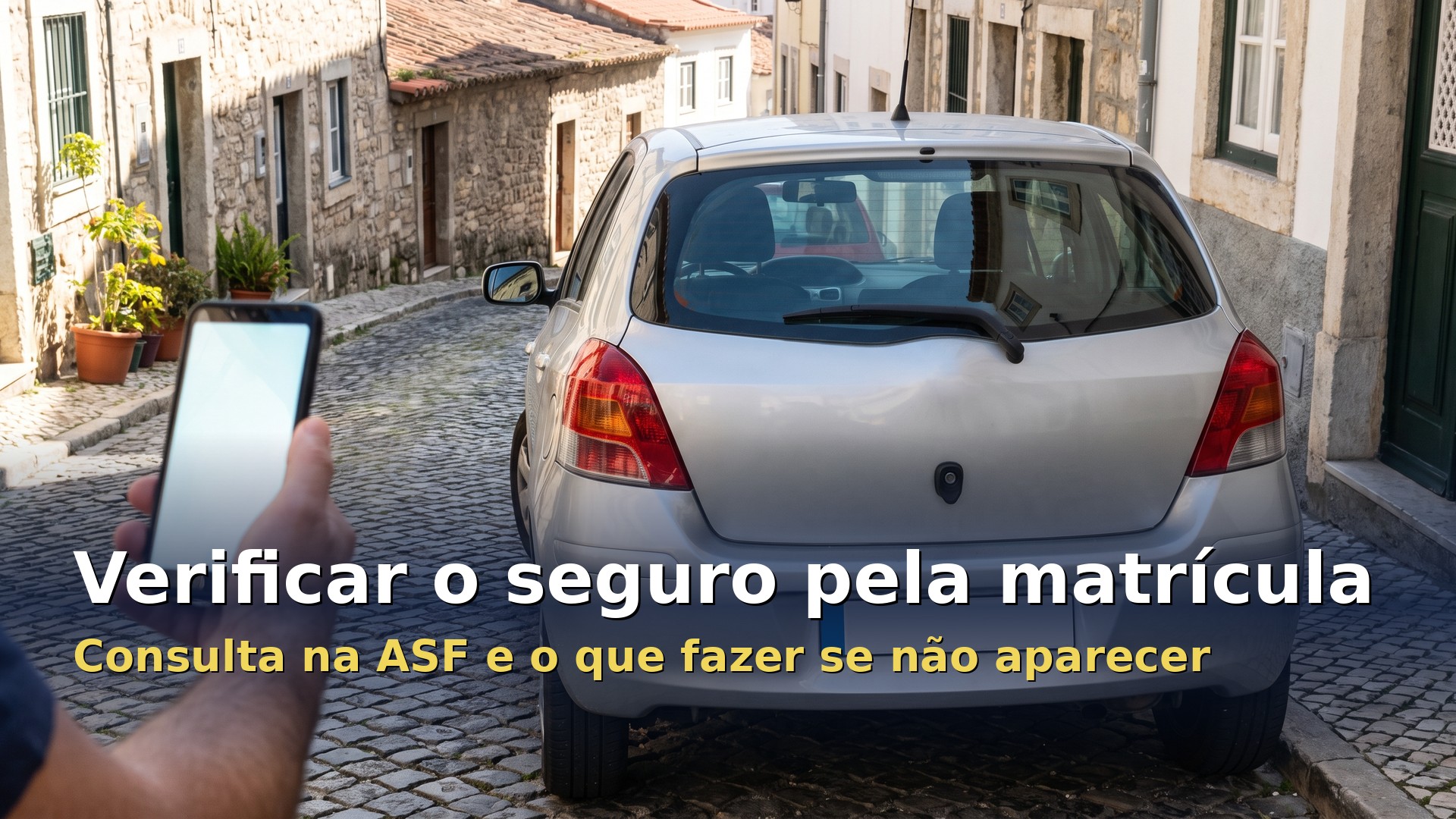 Verificar seguro pela matrícula: condutor consulta o seguro do carro no telemóvel