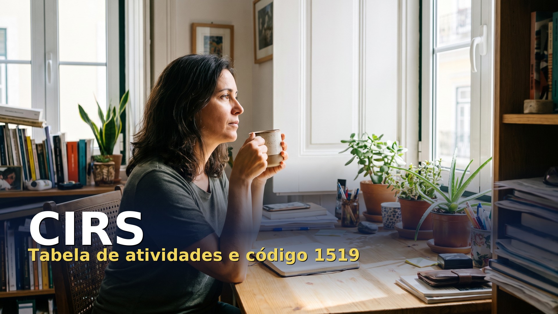 Trabalhadora independente a pensar no código CIRS da sua atividade