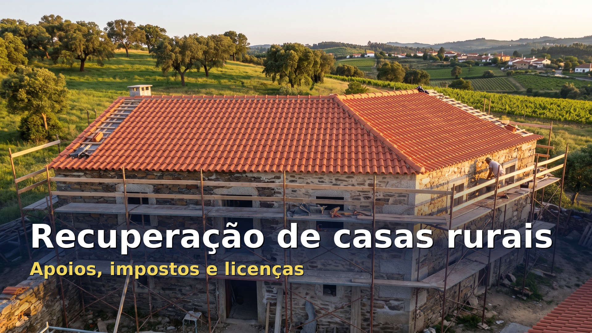Recuperação de casas rurais em Portugal: casa de pedra em obras de reabilitação