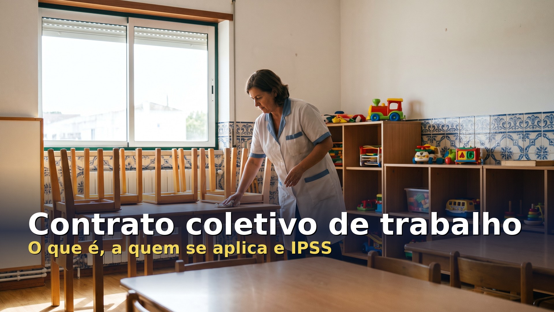Contrato coletivo de trabalho: trabalhadora de uma IPSS no local de trabalho