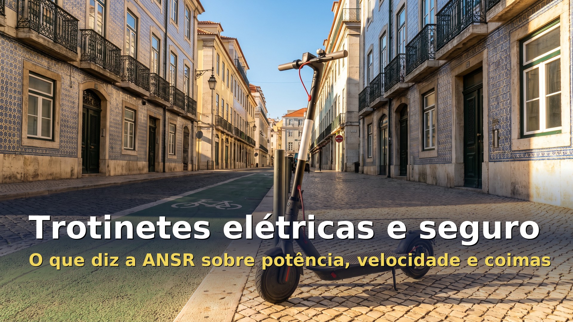 Trotinete elétrica estacionada numa rua de Lisboa junto a uma ciclovia