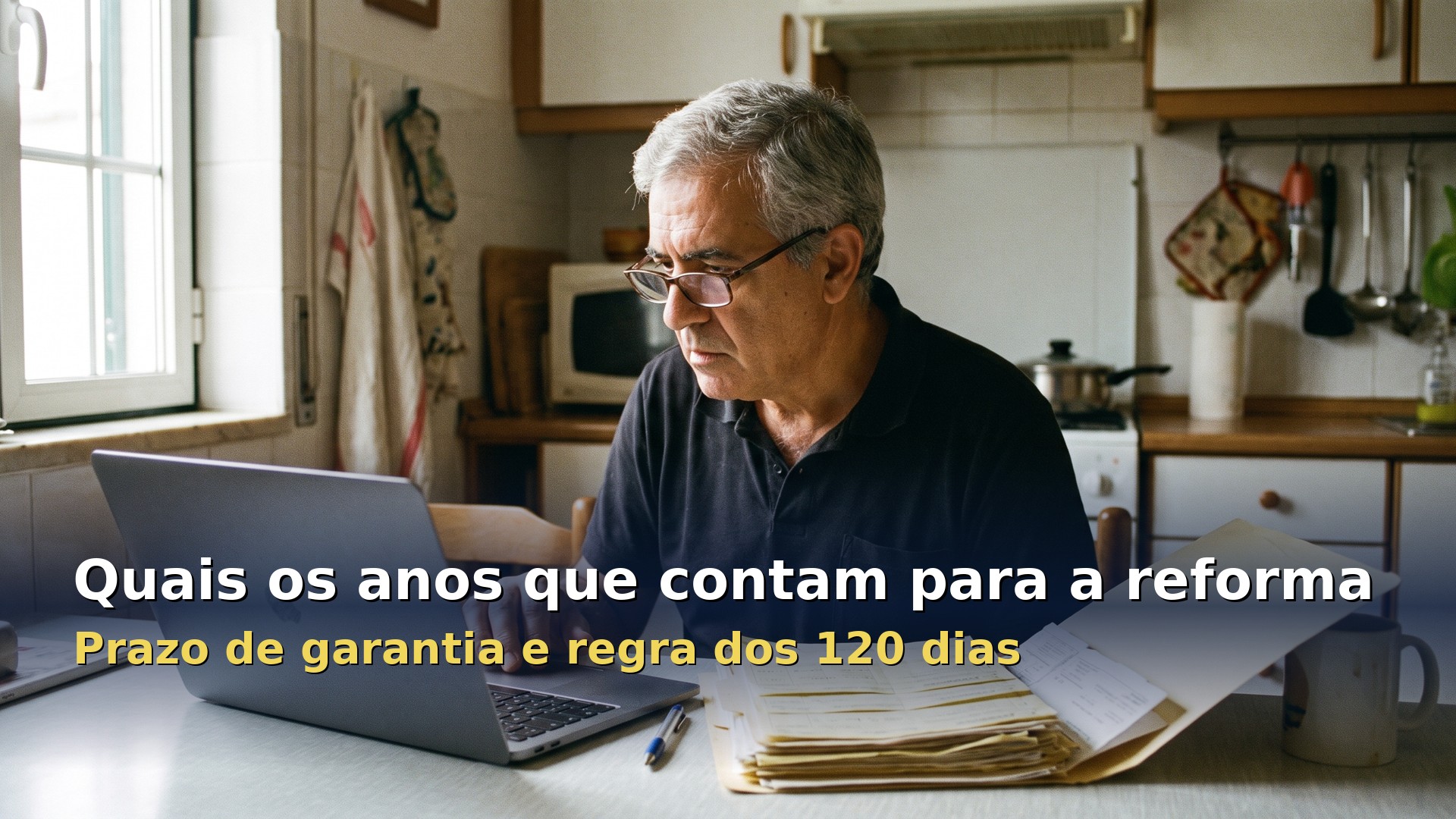 Quais os anos que contam para a reforma: homem a rever a carreira contributiva no portátil