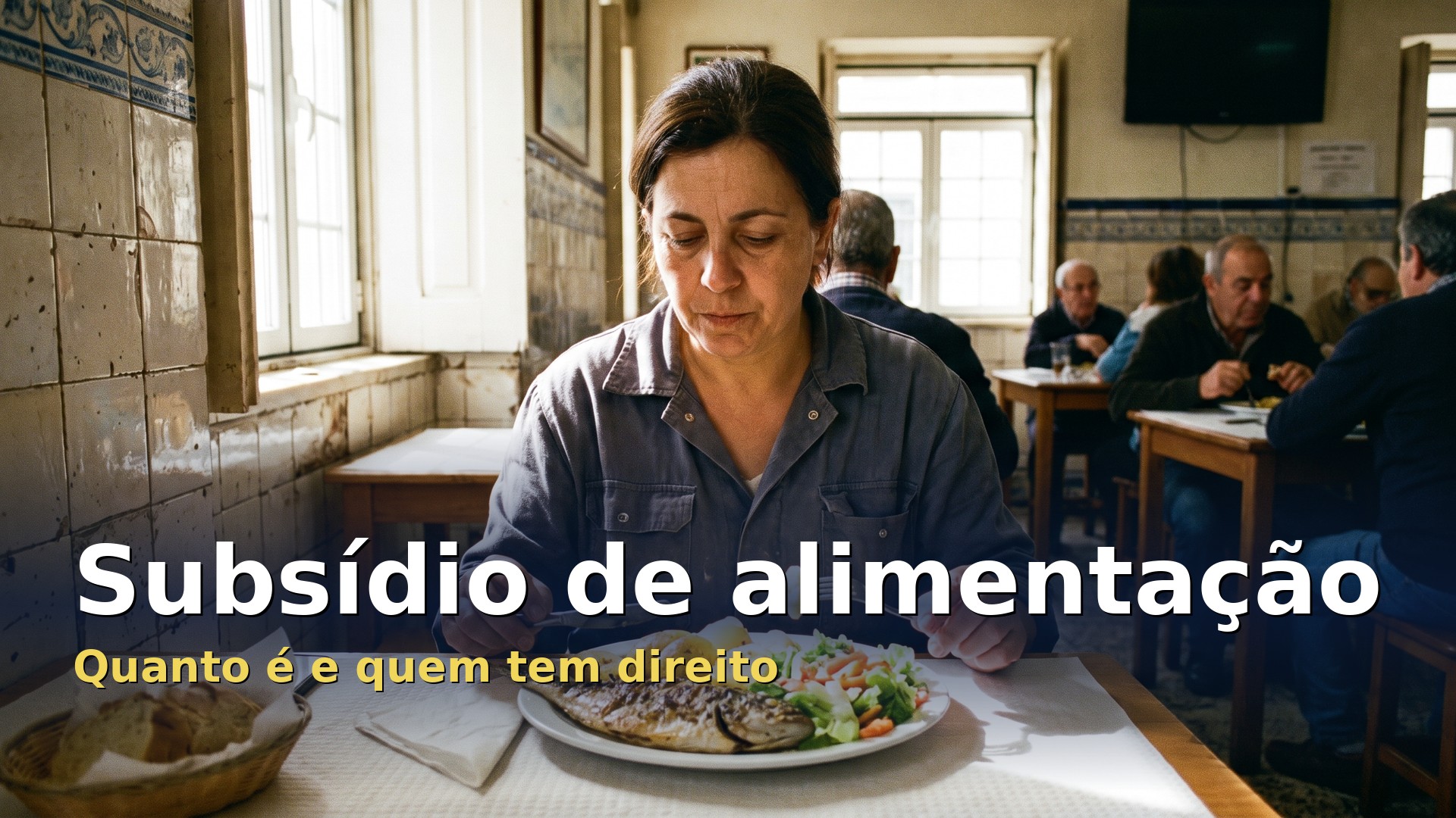 Subsídio de alimentação: trabalhadora a almoçar num restaurante